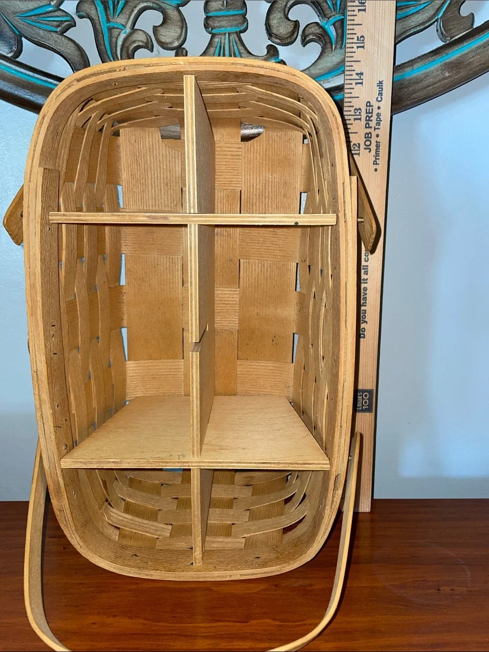 Vintage 1954 Peterboro Basket Co Divided Wood Basket Made USA Mid Century